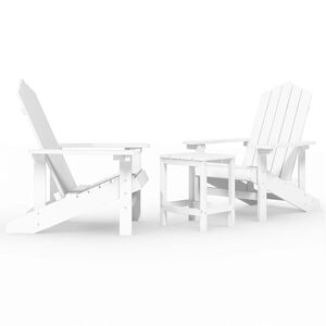 vidaXL Scaune de grădină Adirondack cu masă, alb, HDPE