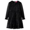 vidaXL Rochie pentru copii cu m&acirc;neci lungi, negru, 116