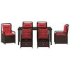vidaXL Set de masă pentru grădină 7 pcs Maro poliratan
