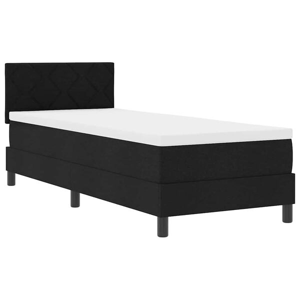 vidaXL Pat cu arcuri cu headboard Manual Negru 80 x 200 cm țesătură