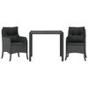 vidaXL Set mobilier de grădină cu perne, 3 piese, negru, poliratan