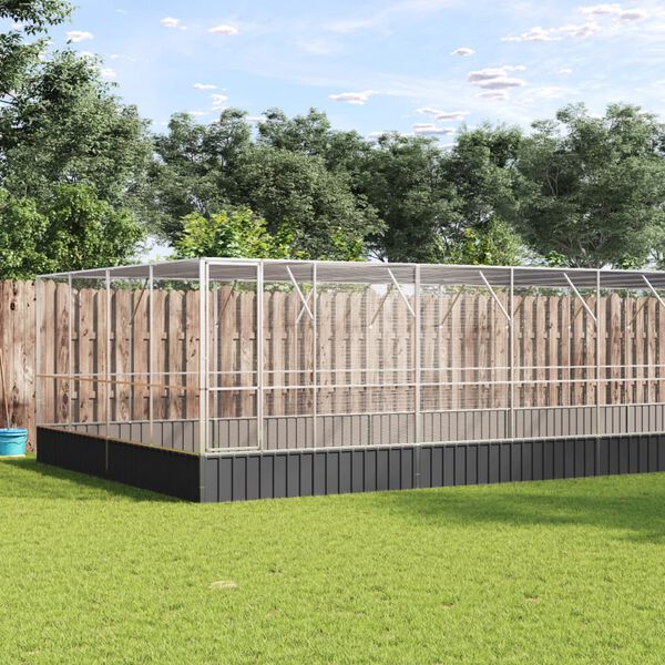 vidaXL Voliera de păsări cu extensie, argintiu, 832x414x212 cm, oțel