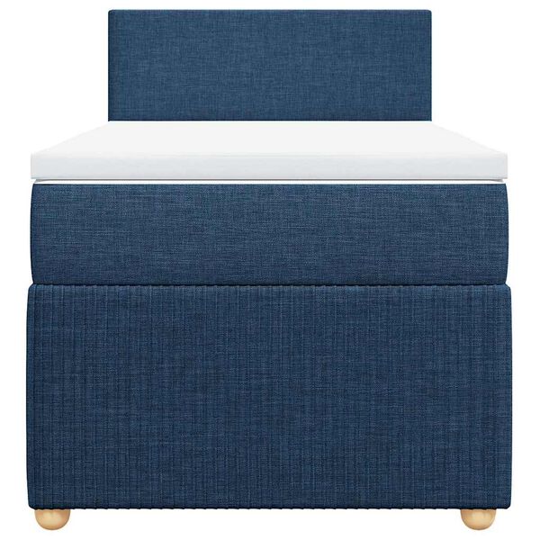 vidaXL Pat box spring cu saltea, albastru, 90x190 cm, textil