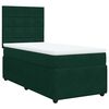 vidaXL Pat box spring cu saltea, verde &icirc;nchis, 100x200 cm, catifea