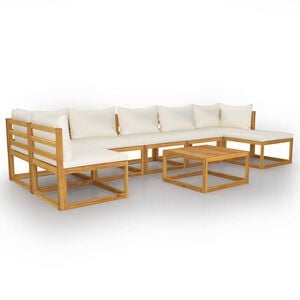 vidaXL Set mobilier grădină cu perne, 8 piese, crem, lemn masiv acacia