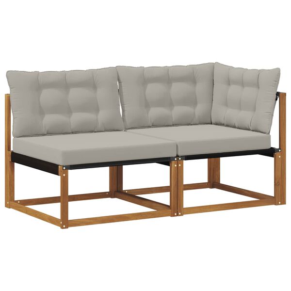 vidaXL Canapea de exterior din mijloc și colț 2 Bucată natural