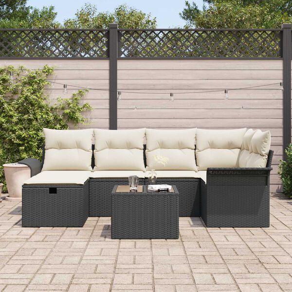 vidaXL Set de canapele pentru grădină cu pernă 7 pcs Rattan poli
