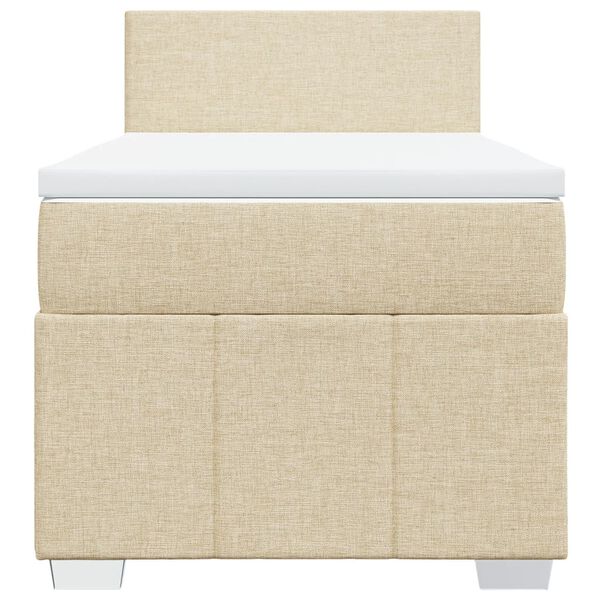 vidaXL Pat box spring cu saltea, crem, 90x190 cm, textil