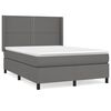 vidaXL Pat box spring cu saltea, gri, 140x200 cm, piele ecologică
