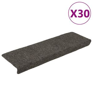 vidaXL Covorașe autoadezive pentru scări, 30 buc., 65x21x4 cm, antracit, cu margine dreptunghiulară