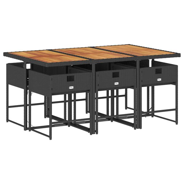 vidaXL Set mobilier de grădină cu perne, 7 piese, negru, poliratan