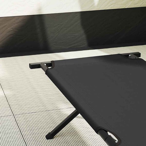 vidaXL Pat pliabil pentru camping Manual 2 pcs Negru 193 x 69 x 45 cm