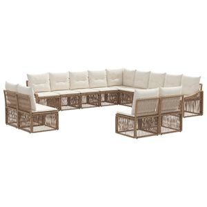 vidaXL Set de canapele pentru grădină 13 pcs Bej poliratan