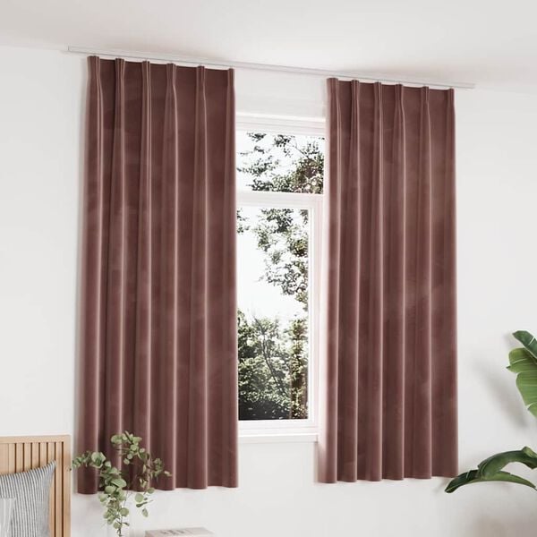 vidaXL Draperii opace 2 buc. roz antichizat 140x175 cm catifea c&acirc;rlige