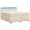 vidaXL Pat box spring cu saltea și LED Crem 140 x 190 cm Țesătură