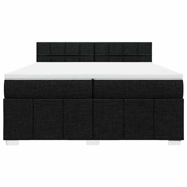 vidaXL Pat box spring cu saltea, negru, 200x200 cm, textil