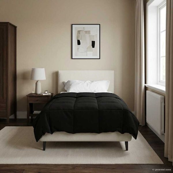 vidaXL Duvet complet pe tot parcursul anului Patos Negru 155 x 200 cm