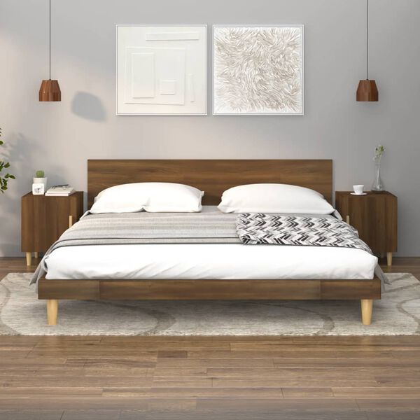 vidaXL Noptiere de perete, 2 buc., stejar maro, lemn prelucrat