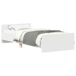vidaXL Cadru de pat mic single, alb, 75x190 cm, lemn prelucrat