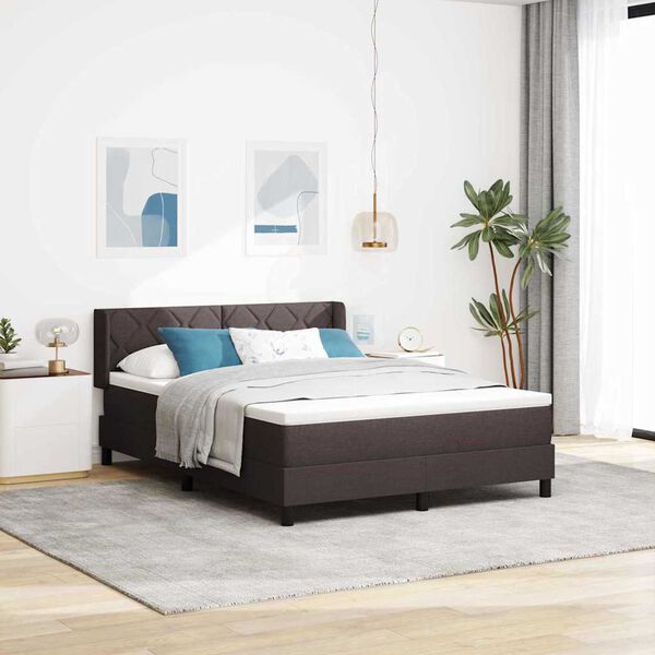 vidaXL Pat boxspring cu saltea cu saltea Maro &icirc;nchis 140 x 190 cm