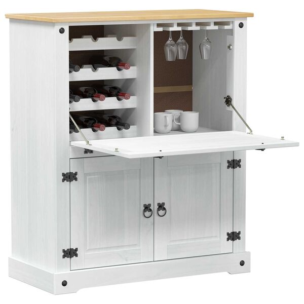 vidaXL Cabinet pentru vin Alb 97 x 45 x 114 cm Lemn de pin masiv