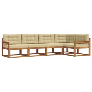 vidaXL Set de canapele de exterior cu pernă 5 pcs Natural și Bej