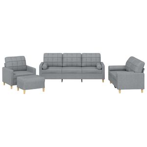 vidaXL Set de canapele cu perne, 4 piese, gri deschis, material textil