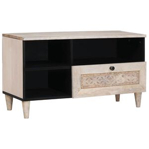 vidaXL Cabinet TV Alb decolorat 80 x 33 x 46 cm Lemn de mango solid