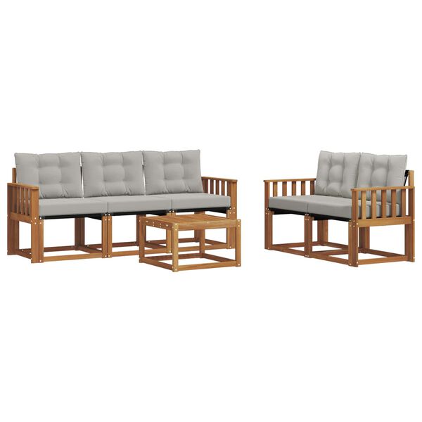 vidaXL Set de canapele de exterior 6 pcs Gri natural și deschis