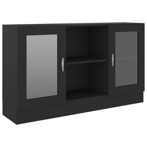 vidaXL Dulap cu vitrină, negru, 120 x 30,5 x 70 cm, lemn prelucrat