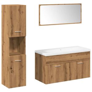 vidaXL Set mobilier de baie, 5 piese, stejar artizanal, lemn prelucrat