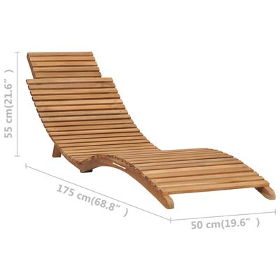 vidaXL Șezlong de soare pliabil cu masă, lemn masiv de tec