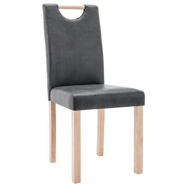 vidaXL Scaune de sufragerie 4 buc. gri piele &icirc;ntoarsă artificială