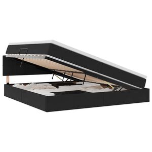 vidaXL Pat cu saltea și LED cu saltea Negru 200 x 200 cm Catifea