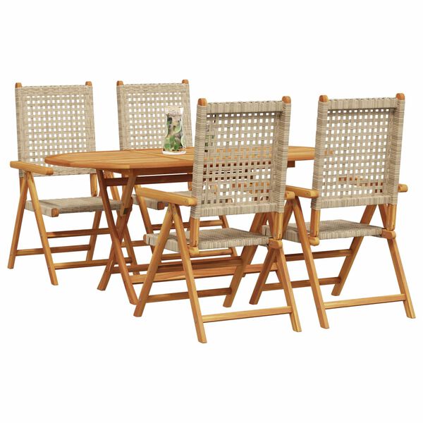 vidaXL Set de masă pentru grădină 5 pcs Bej Lemn Solid de Acacia