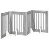 vidaXL Poartă pentru c&acirc;ini pliabilă cu suporturi 4 pcs Sonoma gri