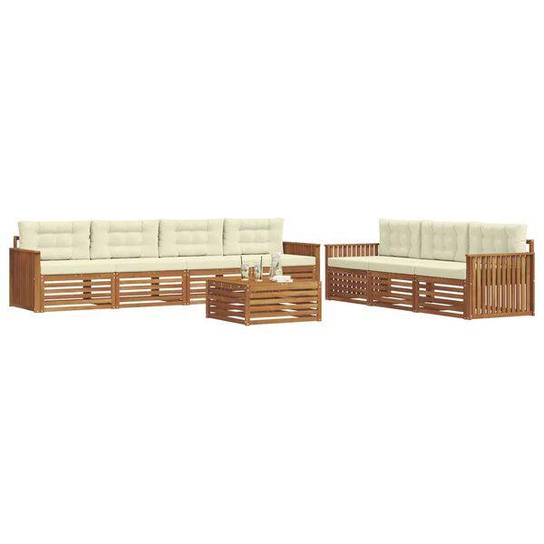 vidaXL Set de canapele de exterior cu pernă 8 pcs Natural și Crem