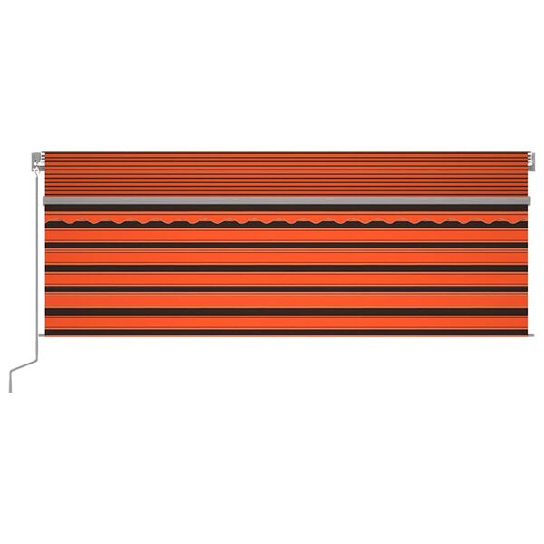 vidaXL Copertină retractabilă manual cu stor, portocaliu&maro, 4,5x3 m