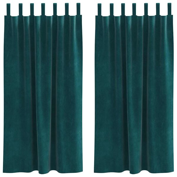 vidaXL Perdele opace 2 pcs Verde &icirc;nchis 140 x 175 cm Catifea