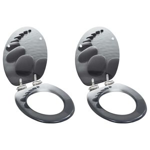 vidaXL Capace WC cu &icirc;nchidere silențioasă, 2 buc., MDF, design pietre