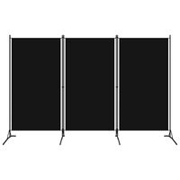 vidaXL Paravan de cameră cu 3 panouri, negru, 260 x 180 cm, textil