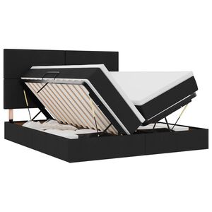 vidaXL Pat cu LED și saltea Negru 180 x 200 cm Țesătură