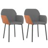 vidaXL Scaune bucătărie, 2 buc., gri deschis, textil / piele ecologică