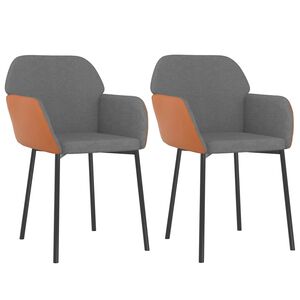 vidaXL Scaune bucătărie, 2 buc., gri deschis, textil / piele ecologică