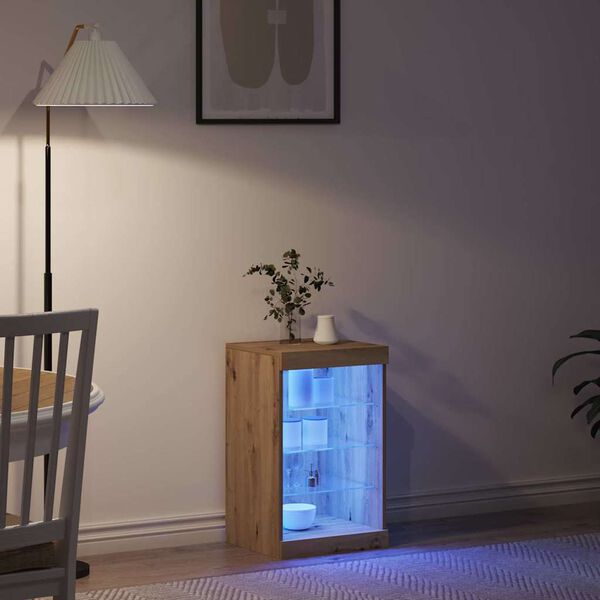 vidaXL Bufet LED Stejar Artizanal 41 x 37 x 67 cm Lemn compozit