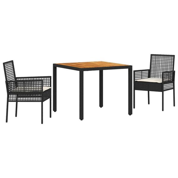vidaXL Set de masă pentru grădină 3 pcs Bej Rattan poli