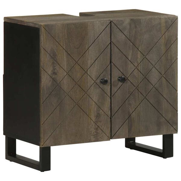 vidaXL Dulap pentru chiuvetă negru 62x33x58 cm lemn masiv de mango