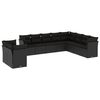 vidaXL Set canapele de grădină cu perne, 10 piese, negru, poliratan