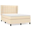 vidaXL Pat continental cu saltea, crem, 140x200 cm, material textil