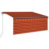vidaXL Copertină automată senzor v&acirc;nt&LED, portocaliu&maro, 3x2,5 cm
